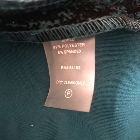 NWOT CALVIN KLEIN Teal with Black Velvet sleeveless special event dress - Picture 4 of 5